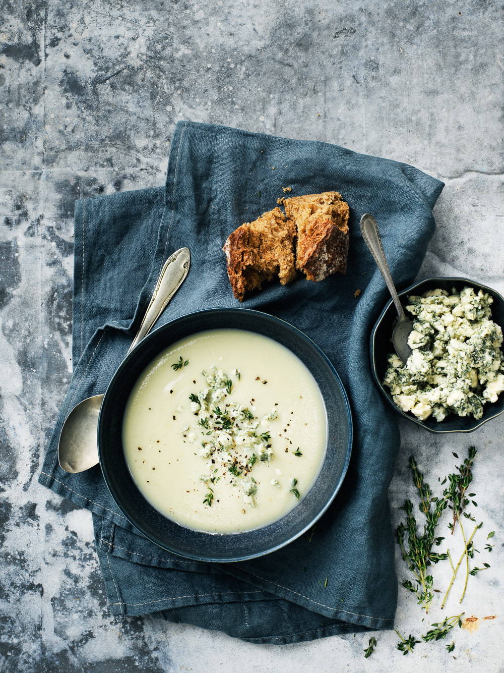 blomkålssuppe med blå ost