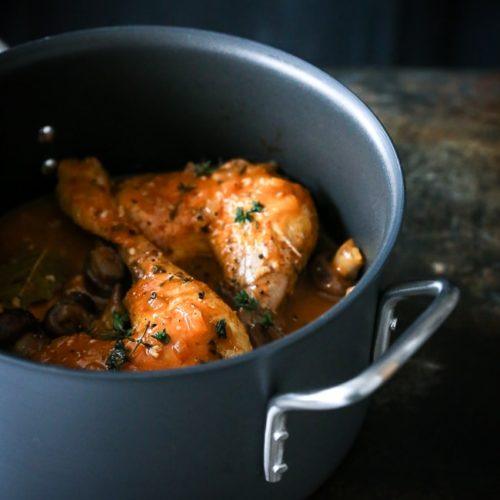 Gryderet med kylling, svampe - poulet chasseur