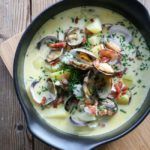 Clam chowder – cremet muslingesuppe med kartofler og bacon